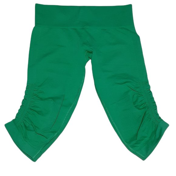 Lululemon Women’s In The Flow Crop Ribbed Ruched Leggings Green Size 10 Size:	10 - Picture 2 of 6